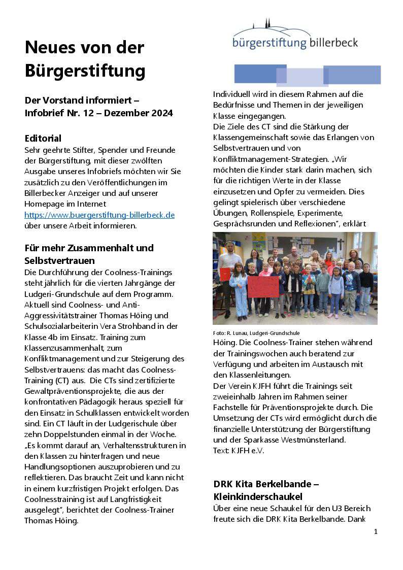 Infobrief Nr. 12 Titelblatt